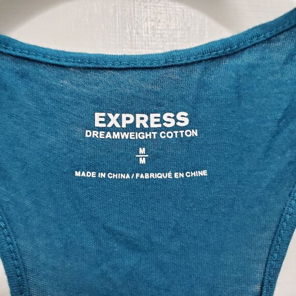 Express Dreamweight Cotton Women's Teal Sequin Front Modal Racerback Tank Top M - Picture 3 of 6